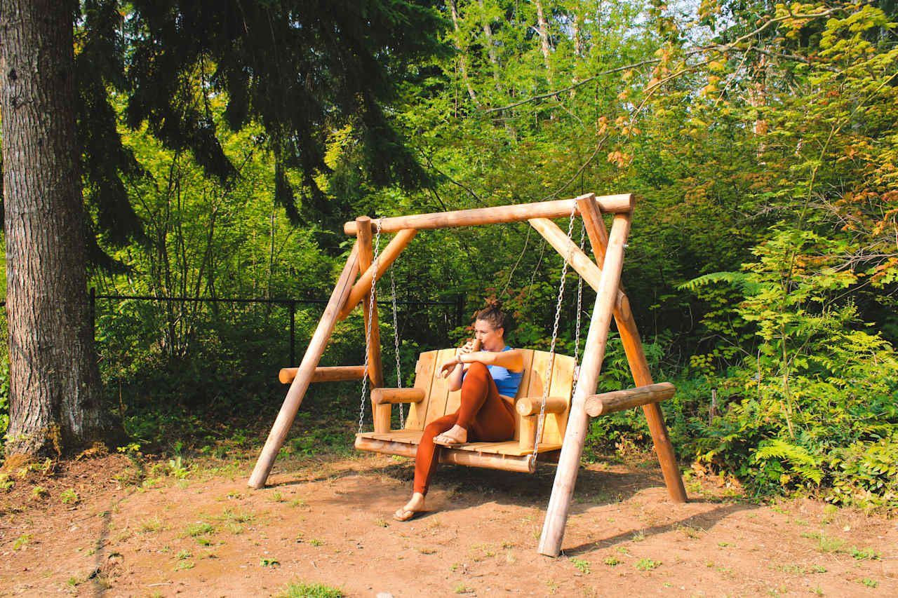 LOVED this swing provided at Site 1. So comfy for morning coffee and watching the train go by!